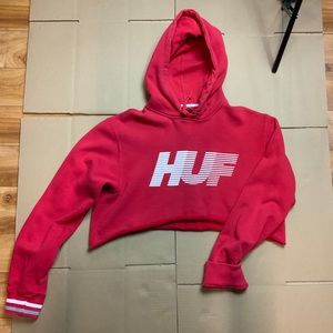 Red huff cropped hoodie